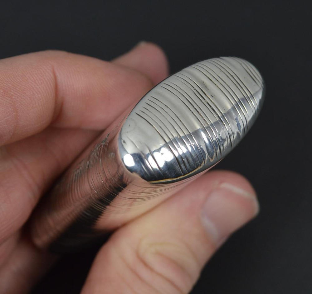 Early Victorian Silver Ribbed Curved Snuff Box