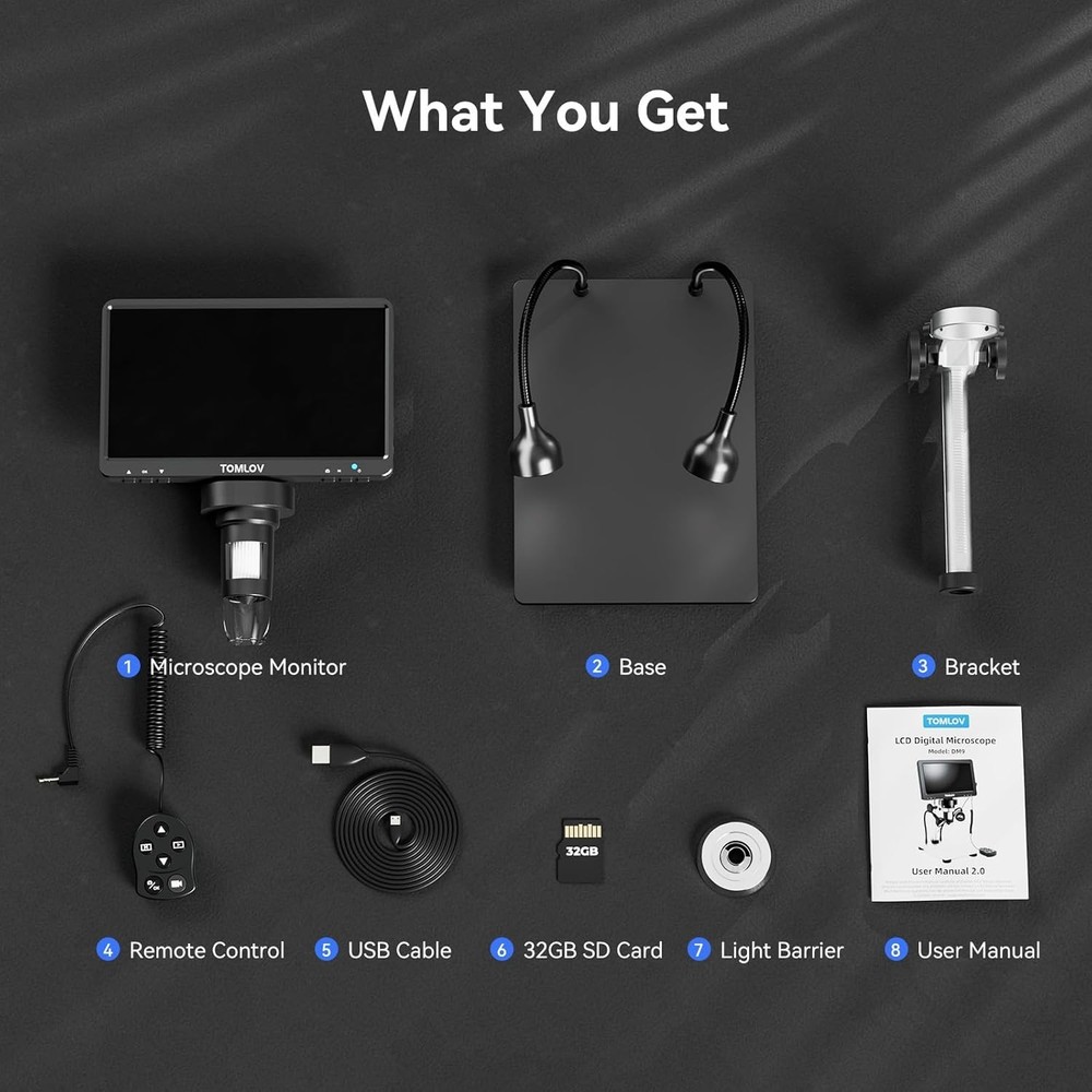 Explore Microscopic Wonders: DM9B 1200X LCD Microscope with Rotatable 7" Screen