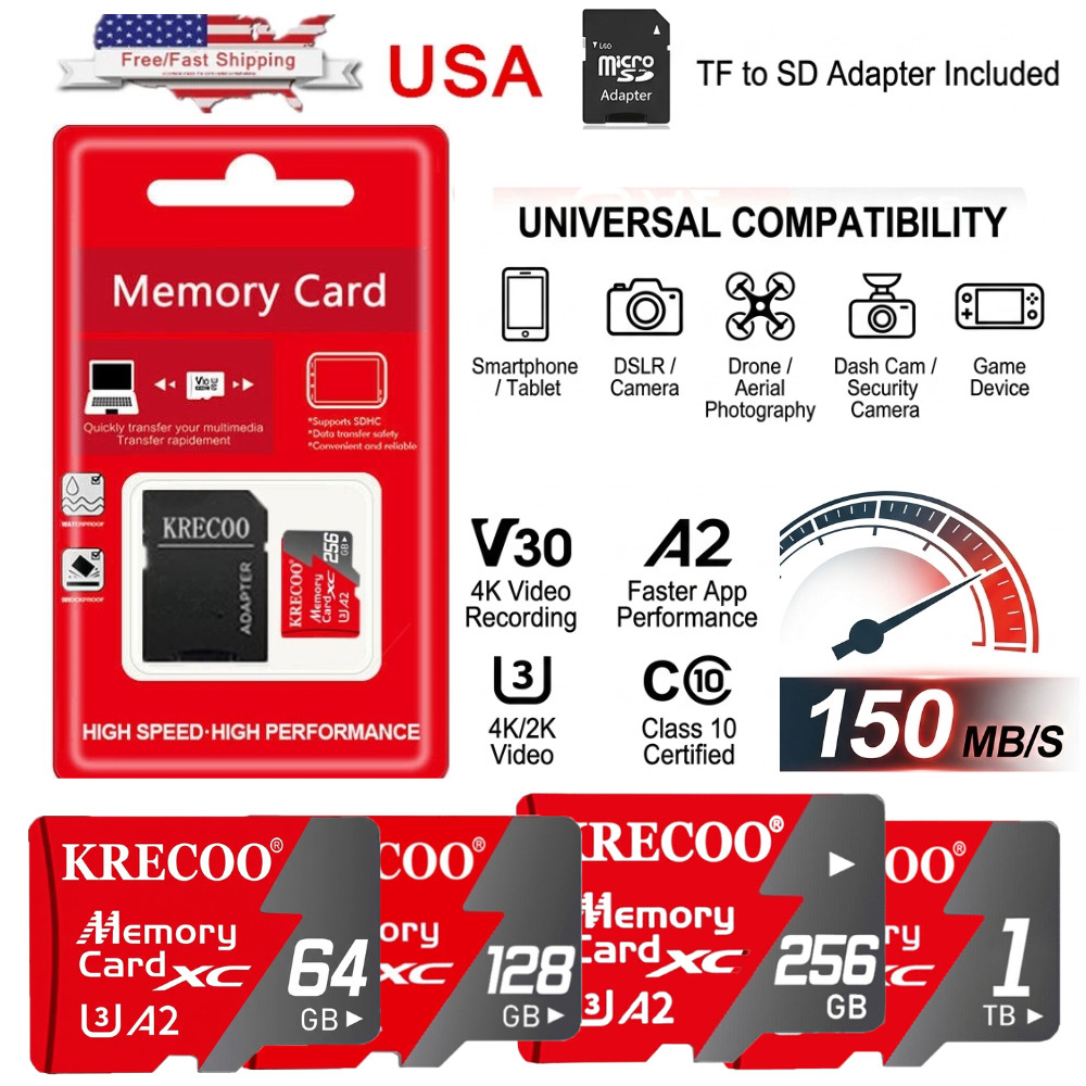 Micro SDXC TF Memory Card For Smartphone Drone Dash Cam Tablet 4K Video UHD Lot