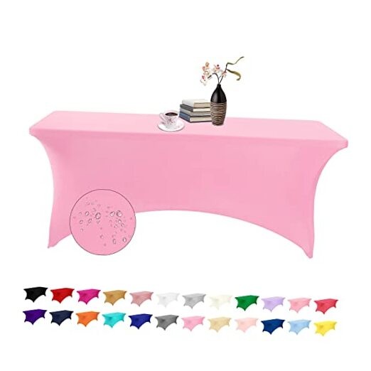 Spandex 6ft Waterproof Table Cover for 72" x 30" (Rectangular) Pink