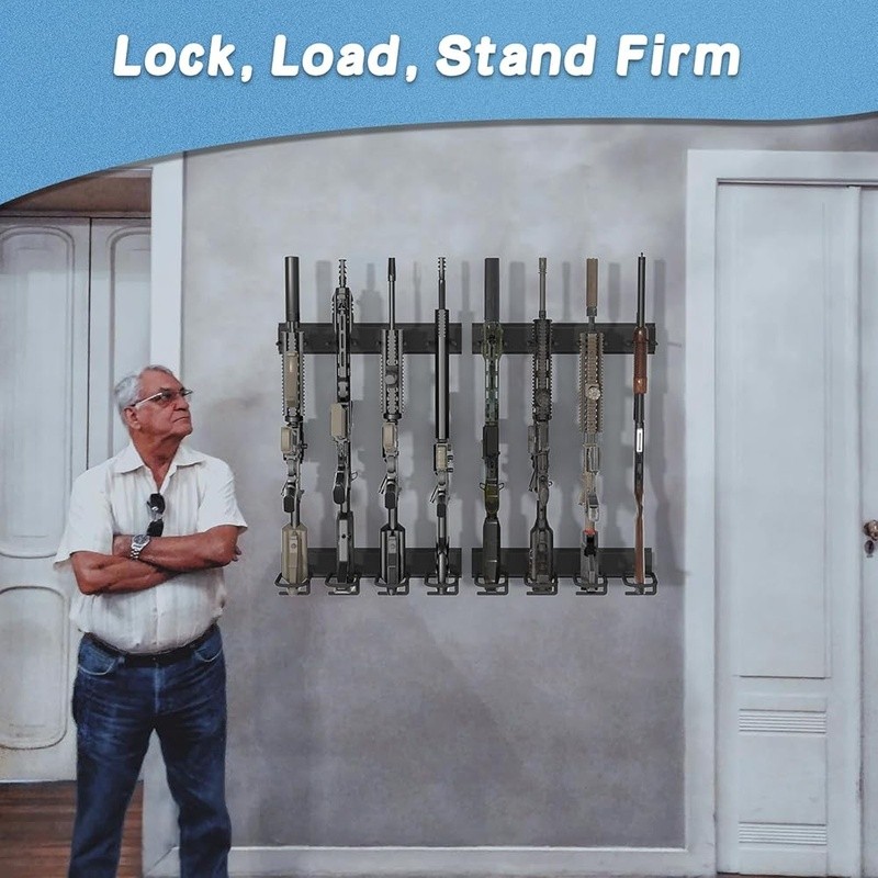 Durable Wall Mounted Gun Rack Adjustable Arms Firearm Storage Solution New