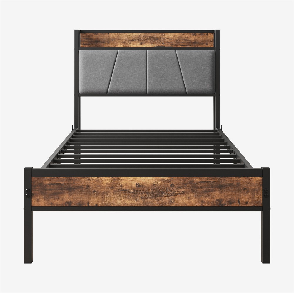 Twin/Full/Queen Size Bed Frame Metal Platform Bed Frame w/ Storage Headboard US