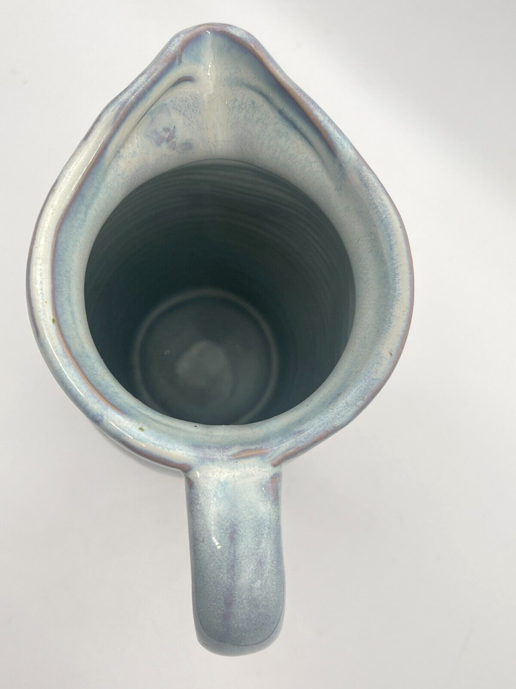 Creative Co-op Light Blue & Gray Stoneware Pitcher 9.25" Tall