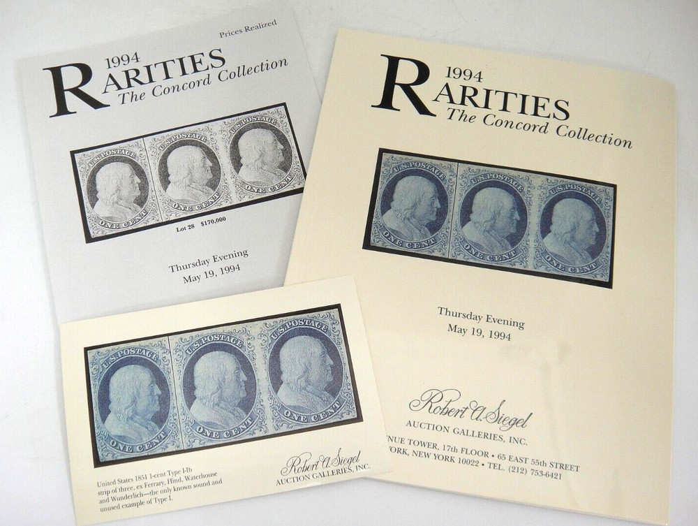Siegel Stamp Auction Catalog 1994 w Prices Realized Rarities Concord Coll. #759