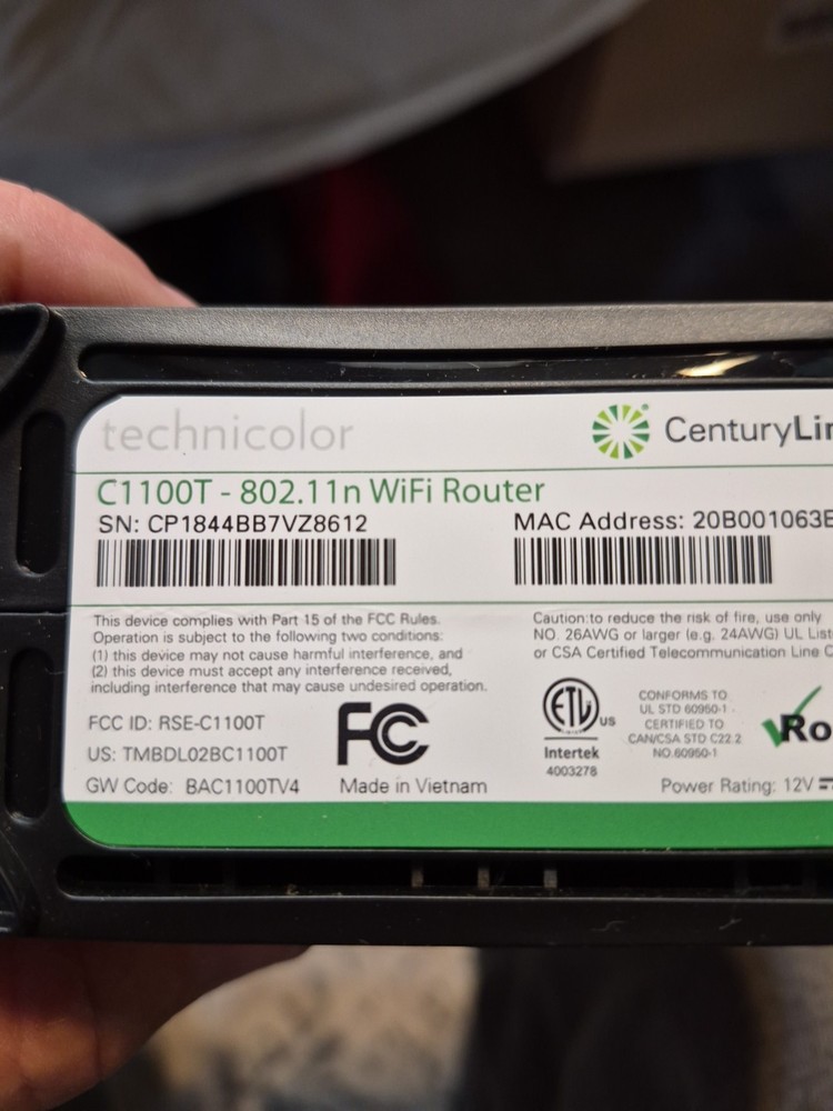 Century Link Modem model C1100Z router