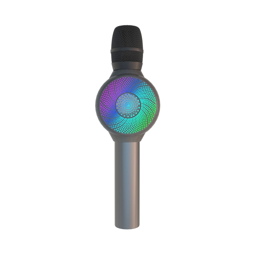Wireless Karaoke Microphone Silver by Laser with LED Lights and Bluetooth