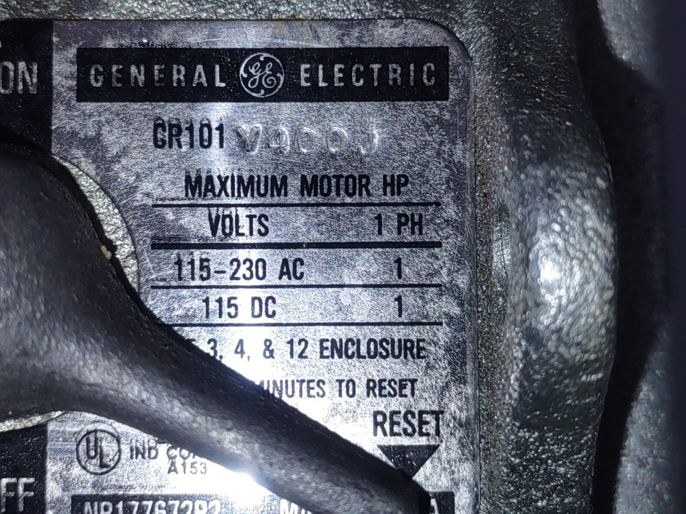 GE CR101V400J MANUAL MOTOR SWITCH 1HP
