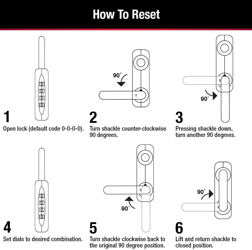 RED Master Lock Resettable Combination Locker Lock for Gym and School 653D