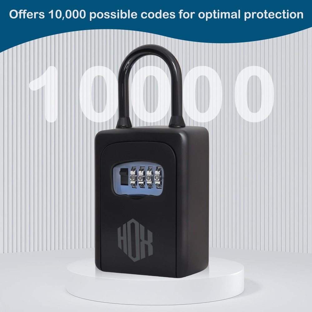 Key Lock Box, Resettable Combination Lockbox, Wall Mount & Portable Waterproo...