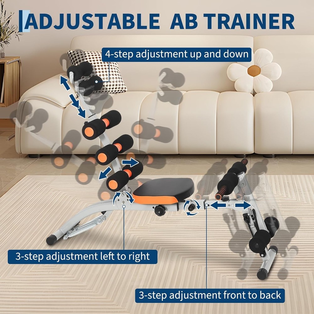 Multifunctional Ab Machine Adjustable Sit Up Bench Foldable w/ Back Support