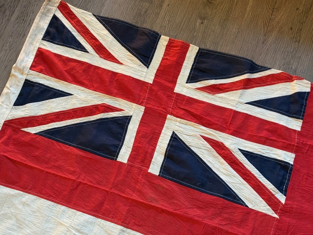 WWII BRITISH NAVAL ENSIGN FLAG SEWN EXAMPLE.