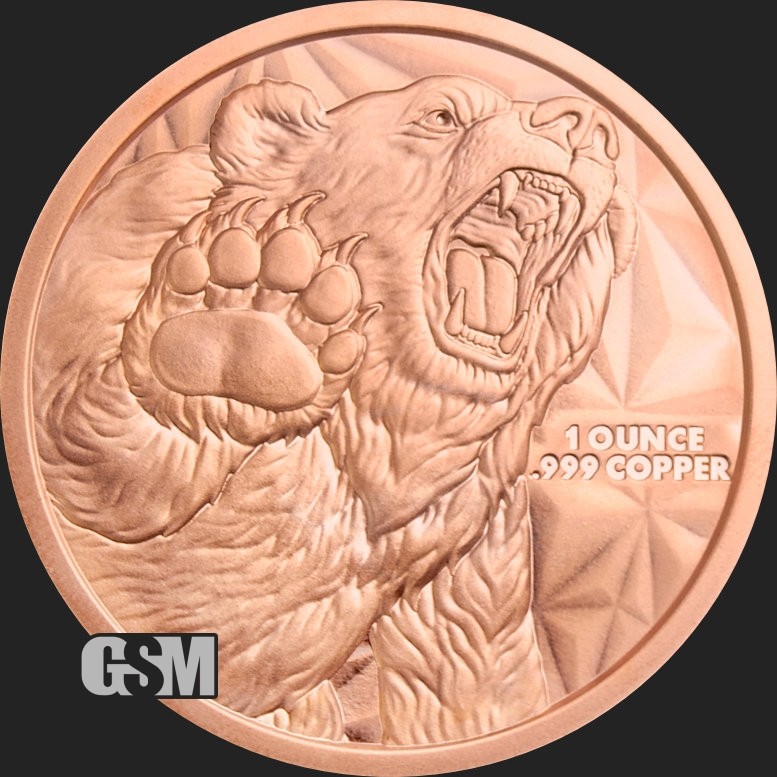 1 Oz. Solid .999 Fine Copper Round - Bull / Bear - Golden State Mint