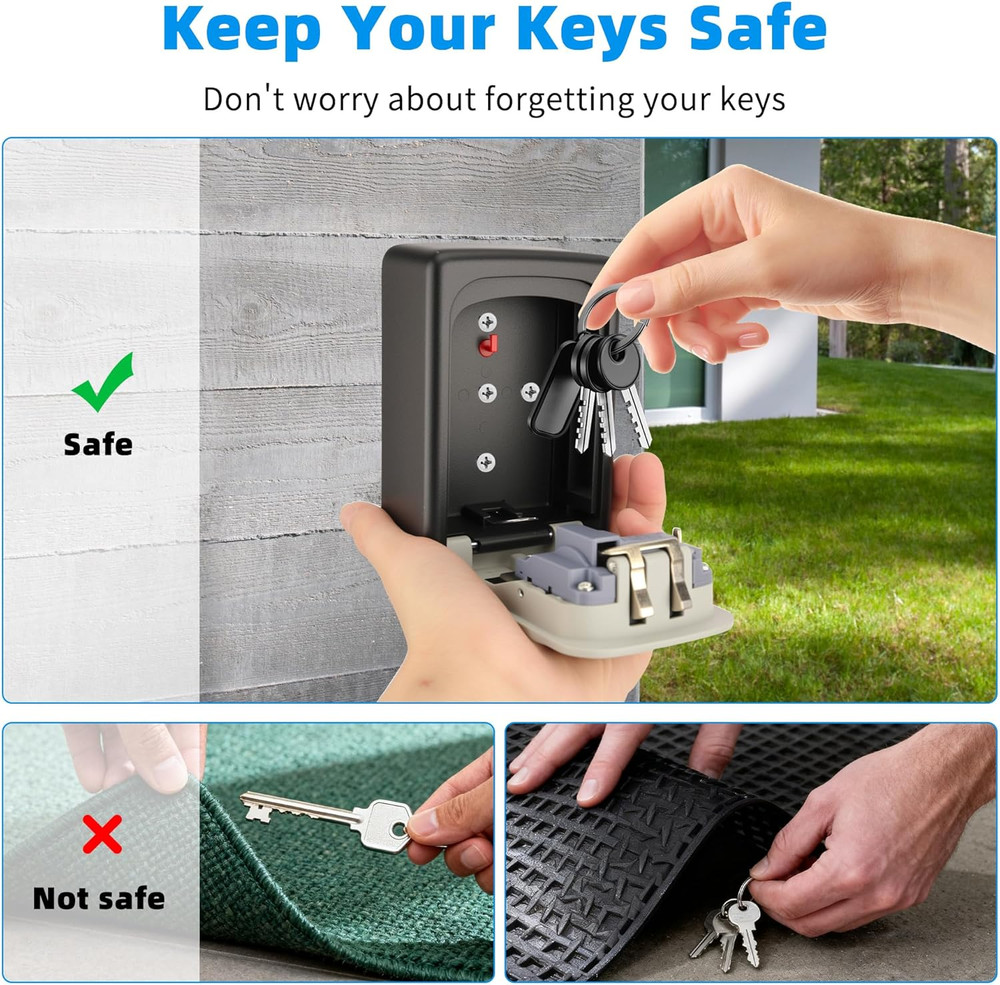 Key Lock Box,Combination Lockbox Wall-Mounted Key Storage Box for Keys,Large Key