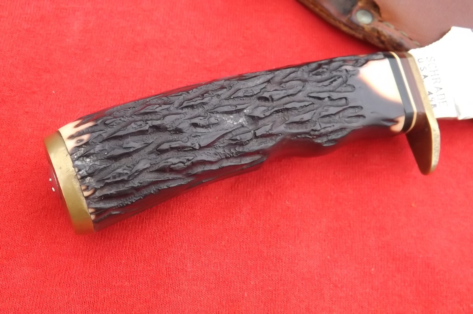 Vintage Schrade USA 498 49er Fixed Blade Knife N SHEATH CASE NICE USED SHAPE