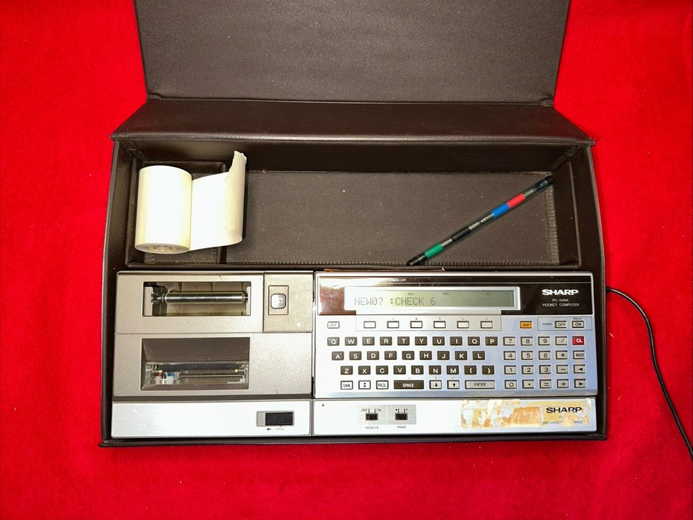Vtg Sharp PC-1500A Pocket Computer w/ CE-150 Printer/Cassette Interface Turns On