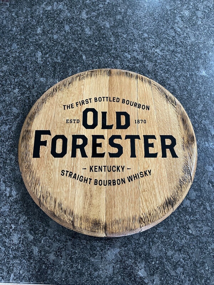 Authentic Old Forester Bourbon Barrel Head 21.5” Dia.