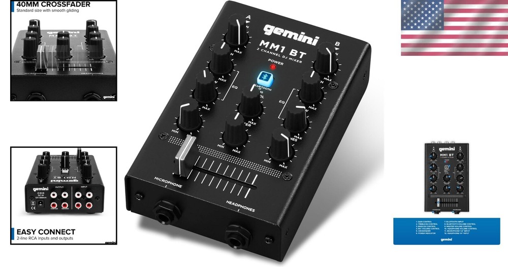 Professional Portable Bluetooth DJ Mixer – 2-Channels with Precise Control-