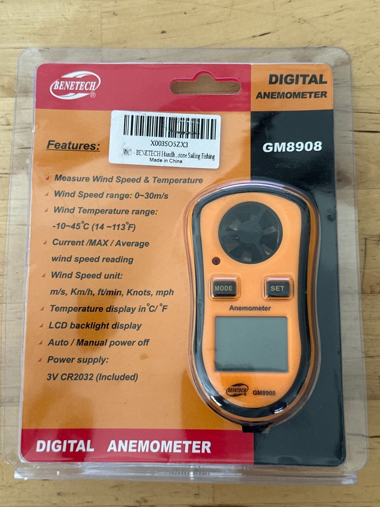 Benetech GM8908 LCD Wind Speed Gauge Meter Digital Anemometer NTC Thermometer B