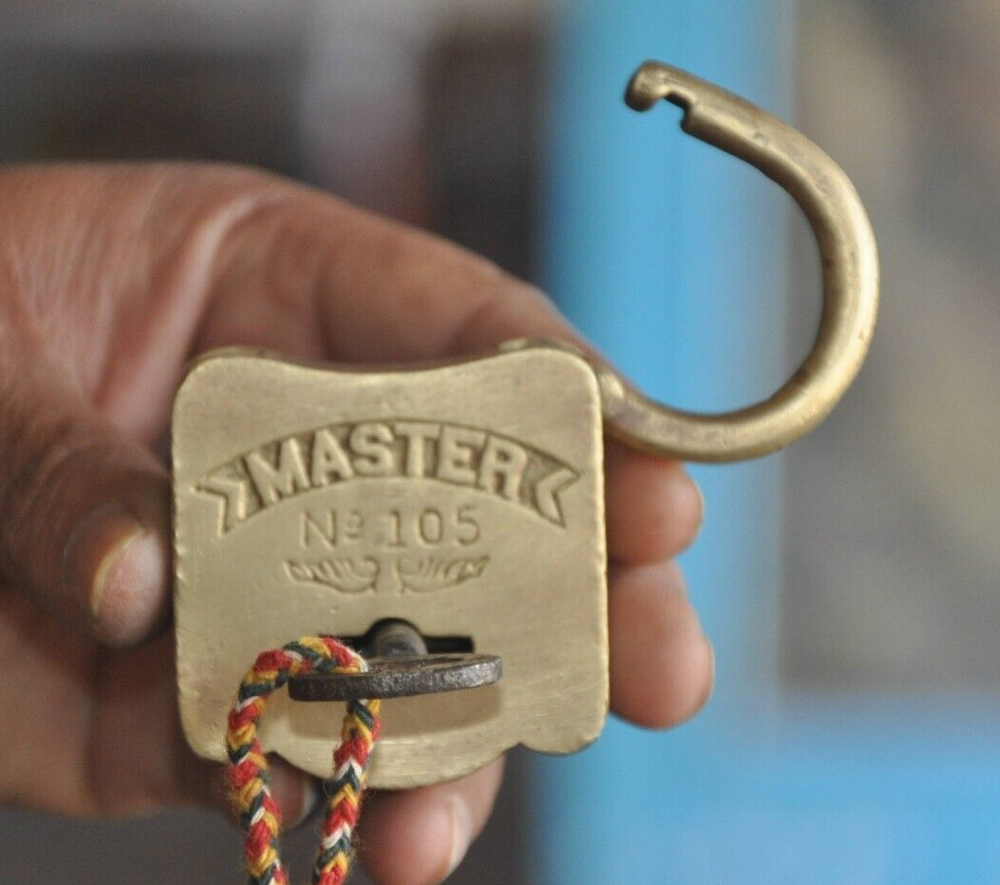 2 Pc Vintage Brass Unique Shape Handcrafted Master & Empire Engraved Padlocks