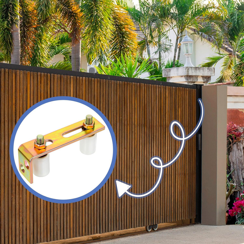 4 Pack Slide Gate Guide Roller Adjustable Dual Nylon Rollers with L Rear Post Br