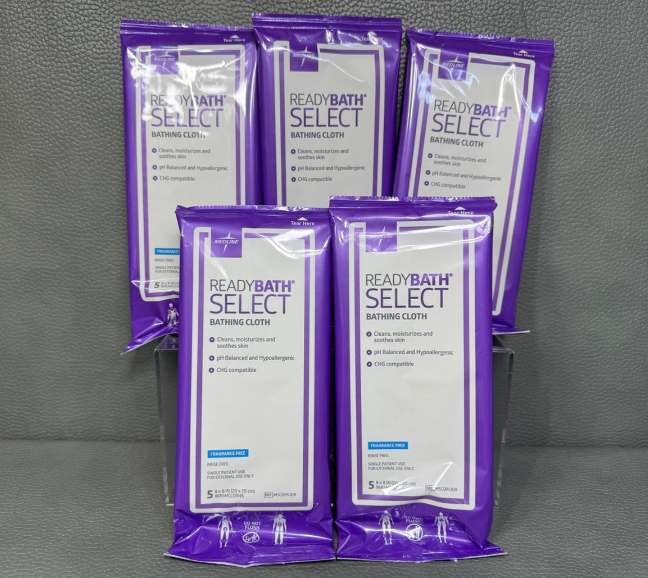 Medline Ready Bath Select Bathing Cloth Washcloths 5 packs of 5 .... 25 Total