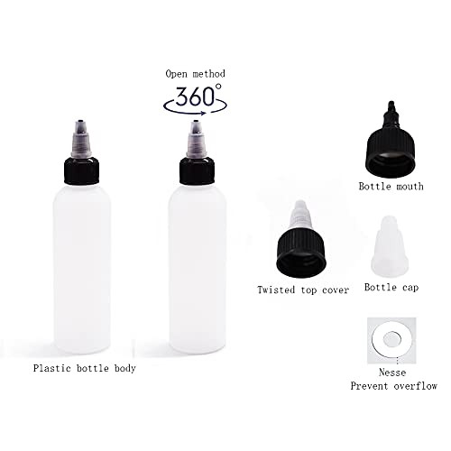 20 Pack 4oz Boston Squeeze Bottles, Clear Plastic Dispensing Bottles with