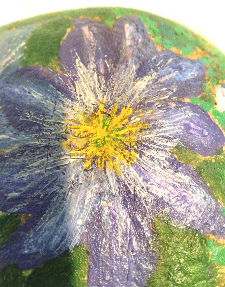 Art Rock Hand Painted Flower Patch
