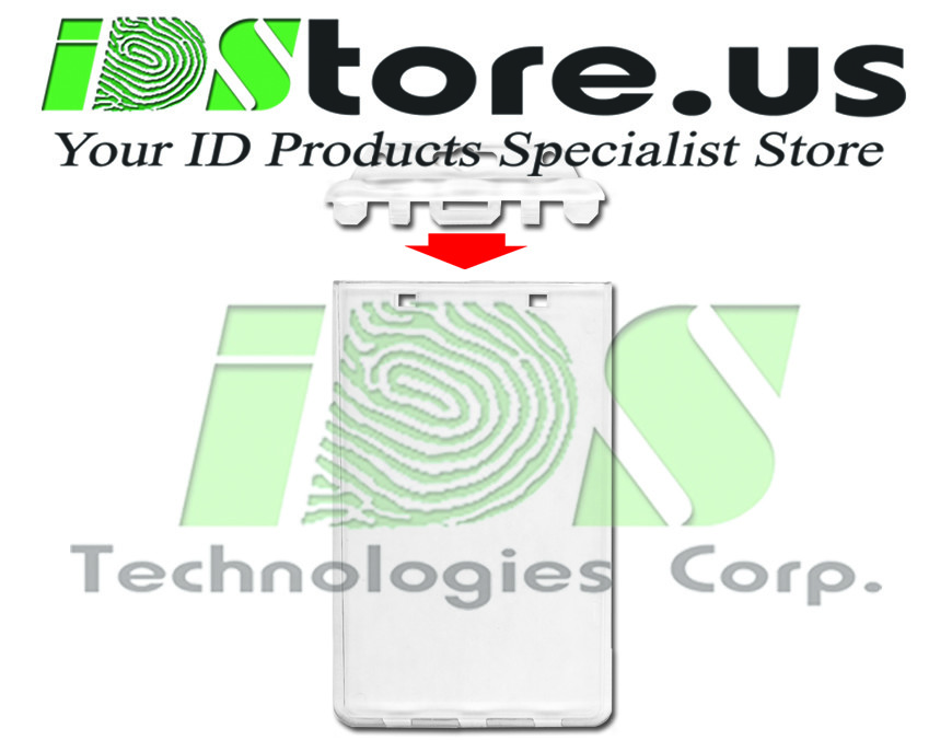 5 Pack - Clear Permanent Locking ID Badge Holders - Hard Plastic Case for ID's