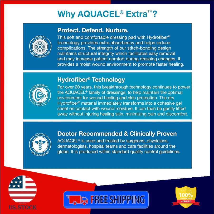 ConvaTec AQUACEL Extra 6"x6" Hydrofiber Dressing High Absorbency 5ct Box