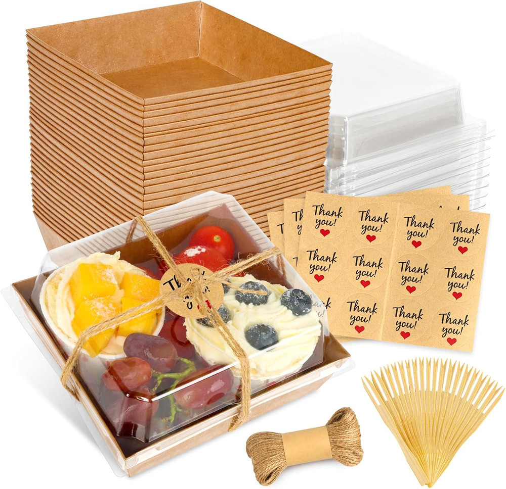 20Pcs Small Charcuterie Boxes with Clear Lids - Paper Mini Charcuterie Boxes to