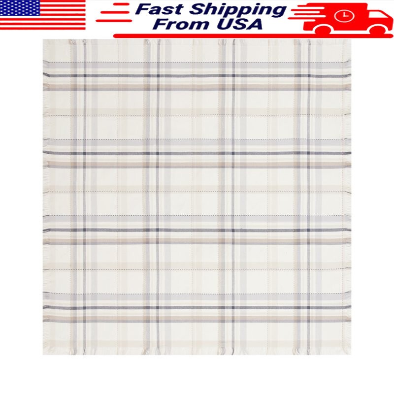 100% Cotton Plaid Woven Table Throw Machine Washable Dining Tablecloth Tabletop