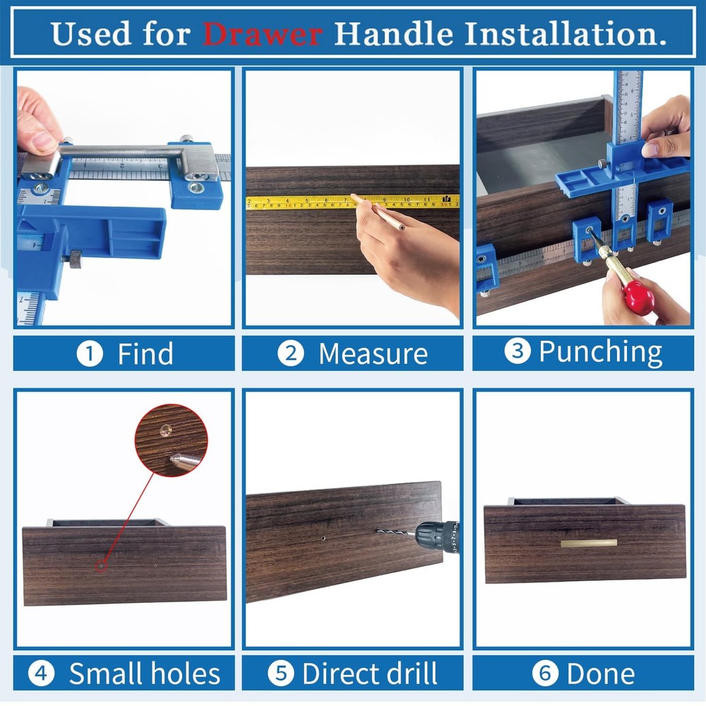 Cabinet Hardware Doweling Jig, Adjustable Cabinet Handles Install Template Tool,