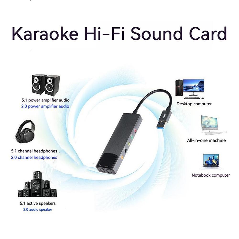 ,+#**#.-USB Sound Card 7.1 5.1 Channel External Audio Card For PC/Computer