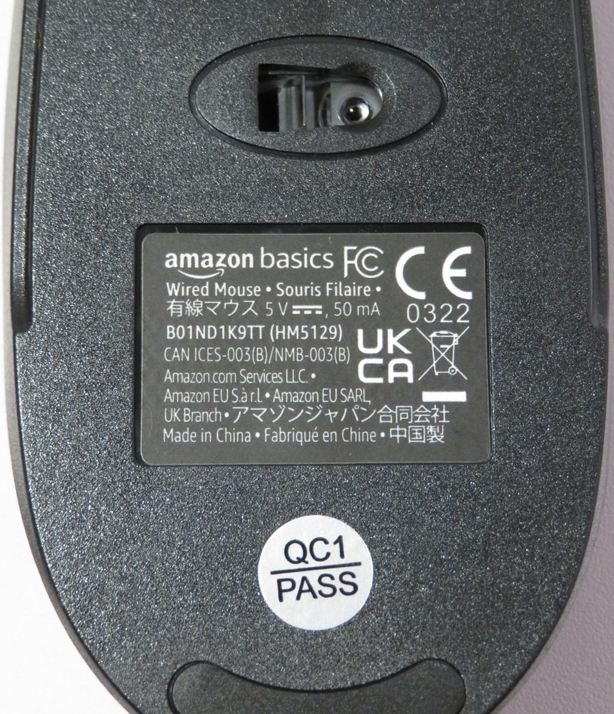 NEW In BoxAmazon Basics 3-Button Wired USB Computer Mouse, Single Black