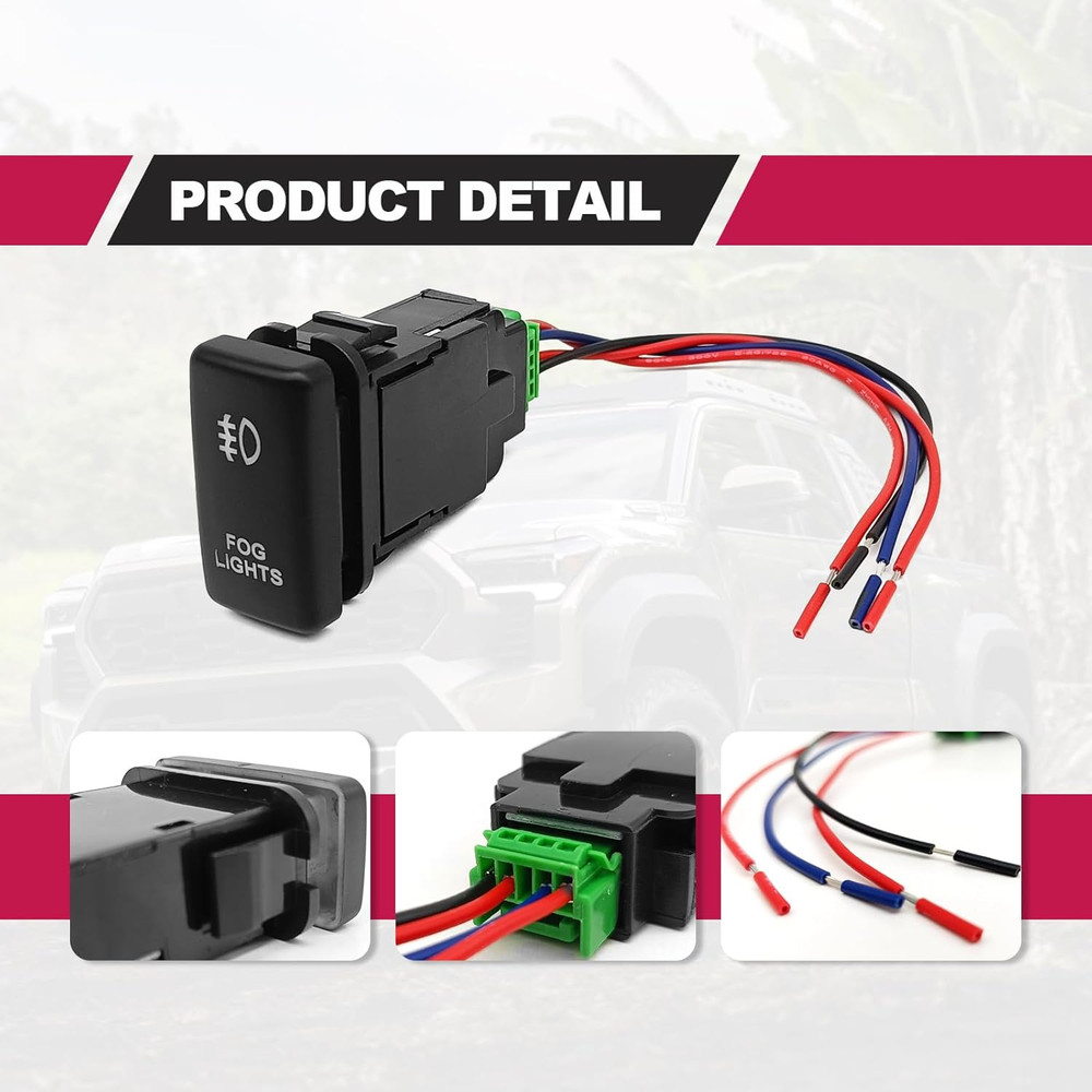 LED Fog Light Symbol Push Button Switch with Connector Wire White Backlit On/...