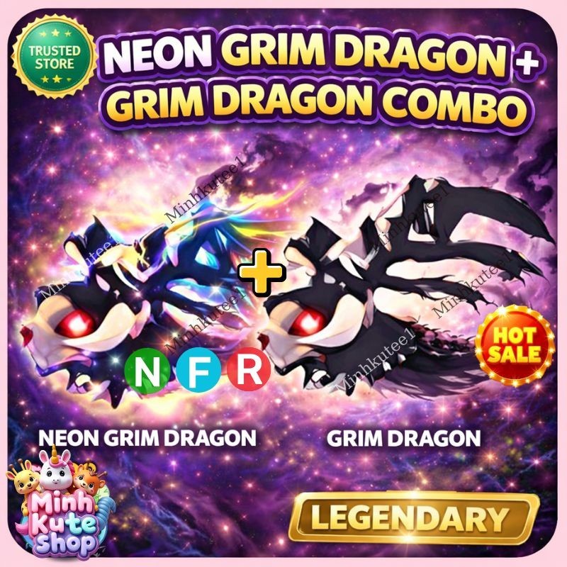 🔥 Neoon Grim Dragon + Normal Grim Dragon Combo – Get Now 🐉 Adopt M3E Pets 🐉