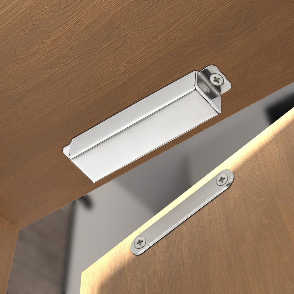 2 Pack | Heavy-Duty Magnetic Door Catch - 90lb Pull Large-90Lbs, Silver