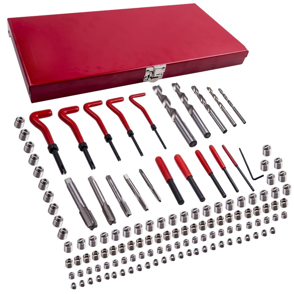 131pcs Thread Repair Tool Kit Stripped M5 M6 M8 M10 M12 Wire Thread Inserts