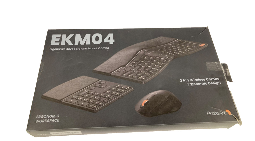 ProtoArc EkM04 Keyboard & Mouse Ergonomic Wireless Combo Split Design Black