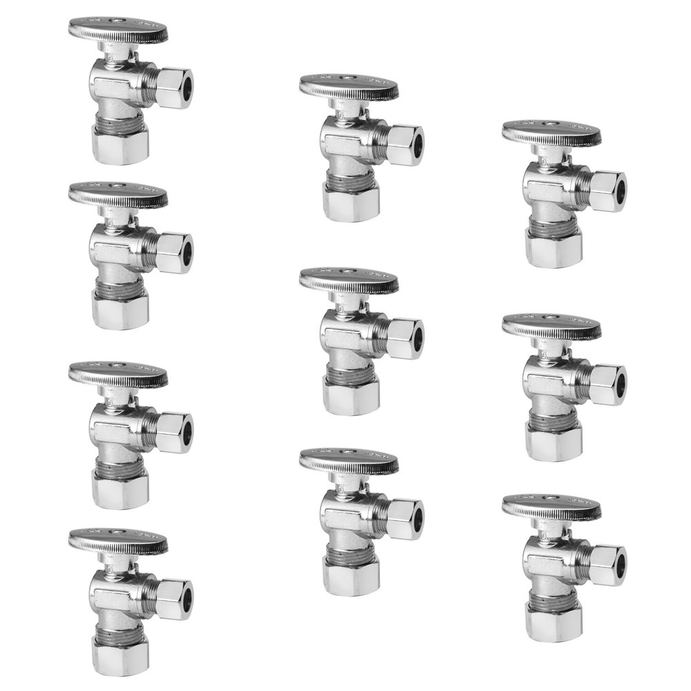 EFIELD 10PCS  5/8" OD (1/2" NOM) X 3/8" OD 1/4TURN COMPRESSION ANGLE STOP VALVE