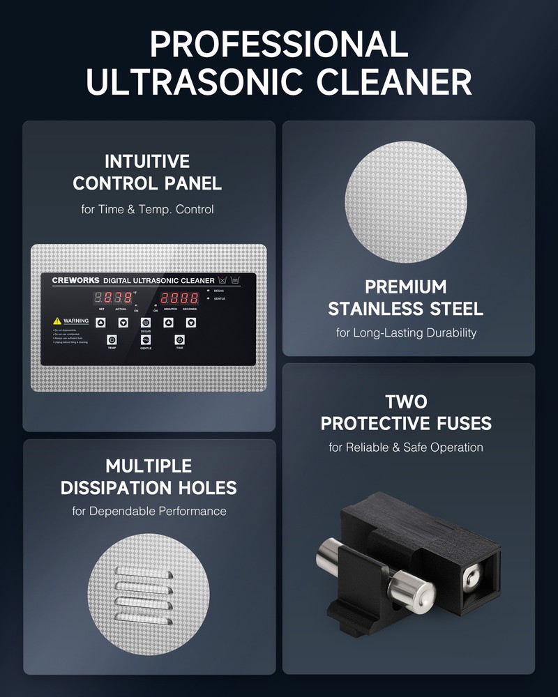 CREWORKS 6L Ultrasonic Cleaner with Control Panel Ultrasonic Cleaning Machine