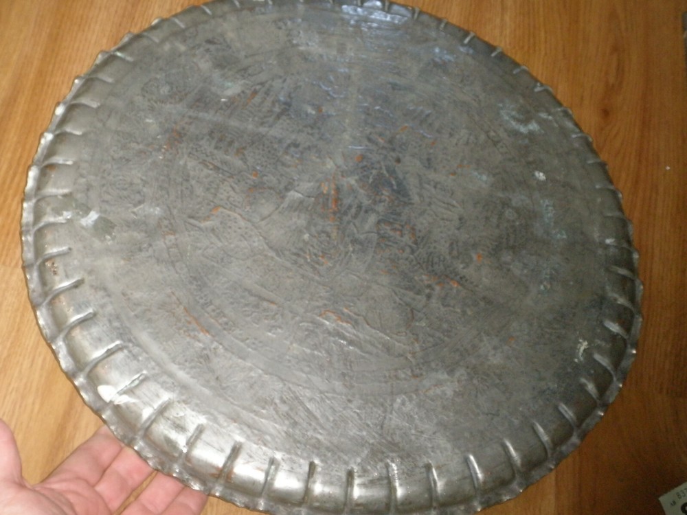 ANTIQUE COPPER TRAY INDIA DANCERS
