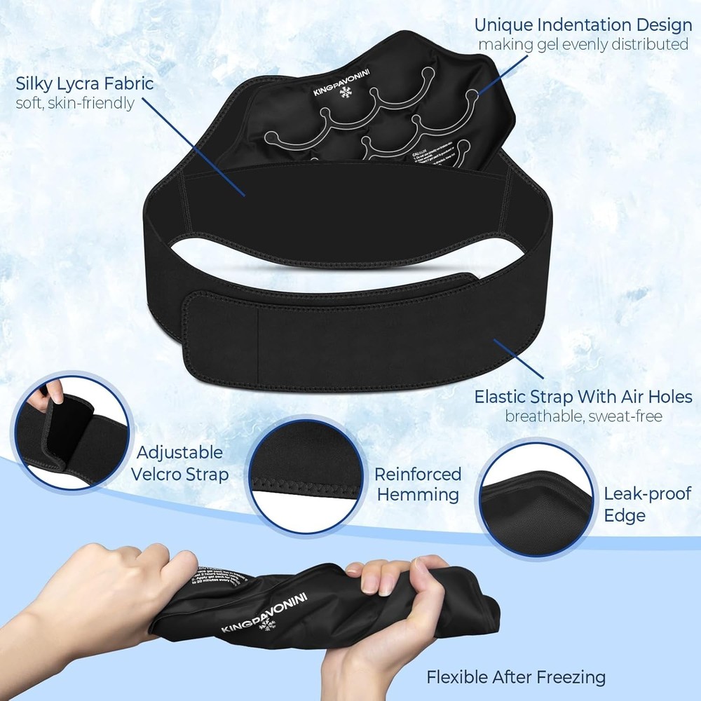 Extra Large Ice Pack for Back Pain Relief with Extension Strap, 2 Pack Reusab...