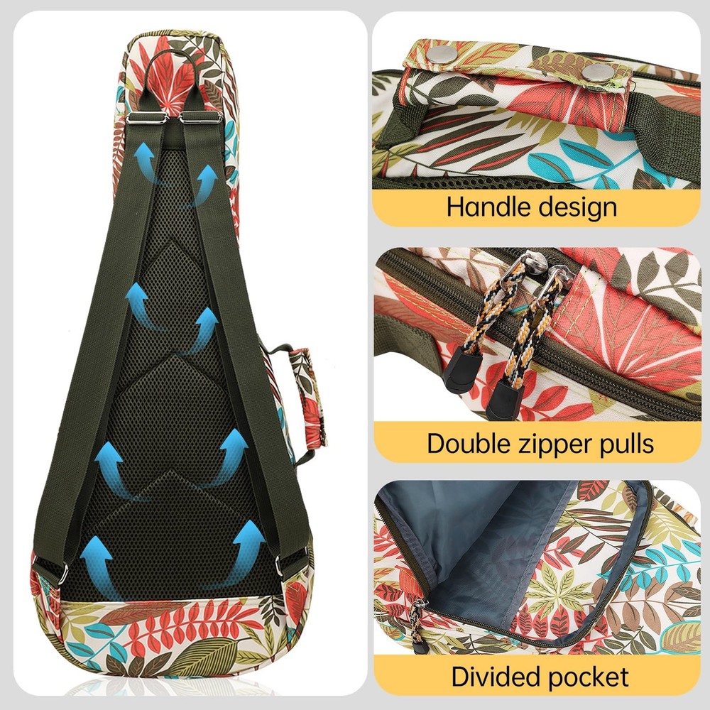 Premium 26" Ukulele Case, 10mm Back Panel Padded,Adjustable Strap,Durable Poc...