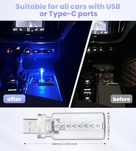 USB Car Interior LED Ambient Light – Touch Control Mood Light with 7 Clear LED