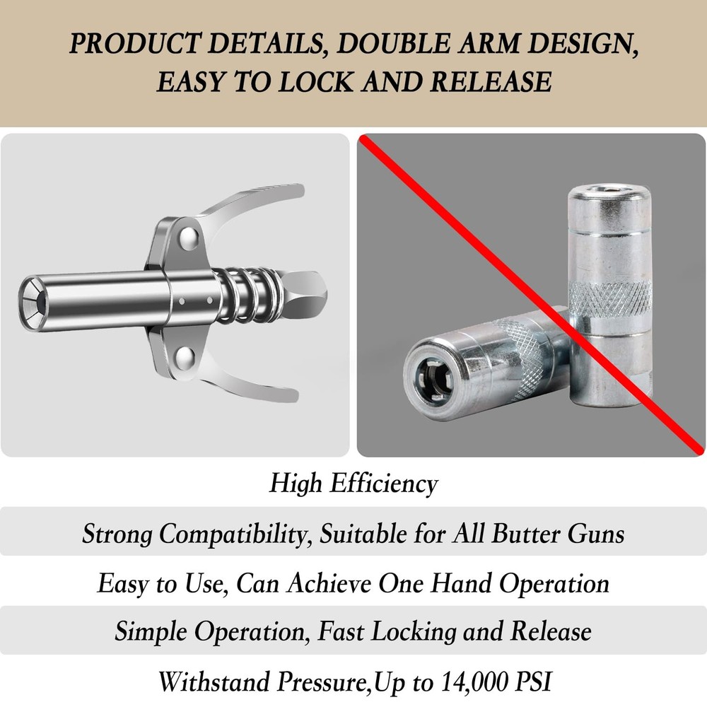 ArvezVoy Grease Gun Tip, Includes 2PCS Coupler, 1PC 12pcs