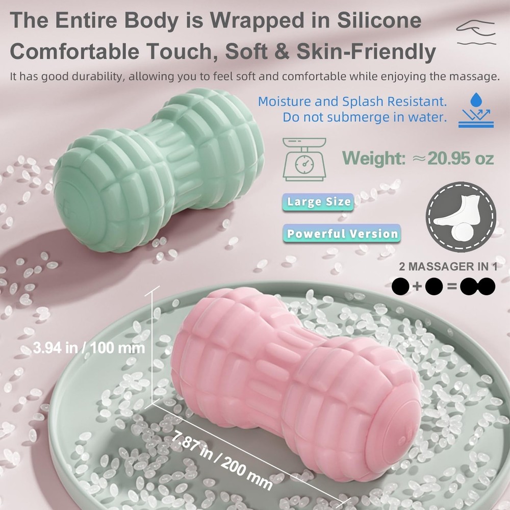 Vibrating Peanut Massage Ball - Silicone Trigger Point Roller for Back, Neck,...