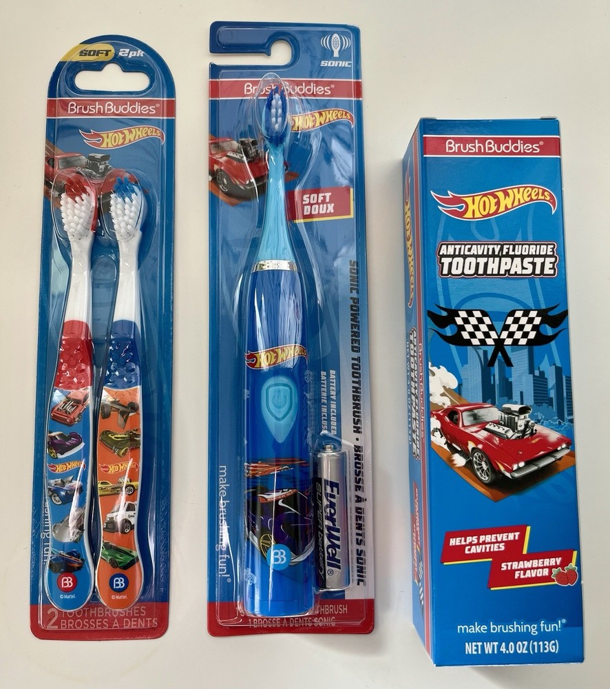 Hot Wheels • Sonic Toothbrush •  Anticavity Toothpaste • Strawberry Flavored