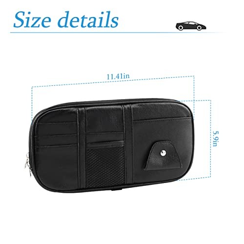 Car Sun Visor Organizer, PU Leather Document Registration Case Bag with Gray