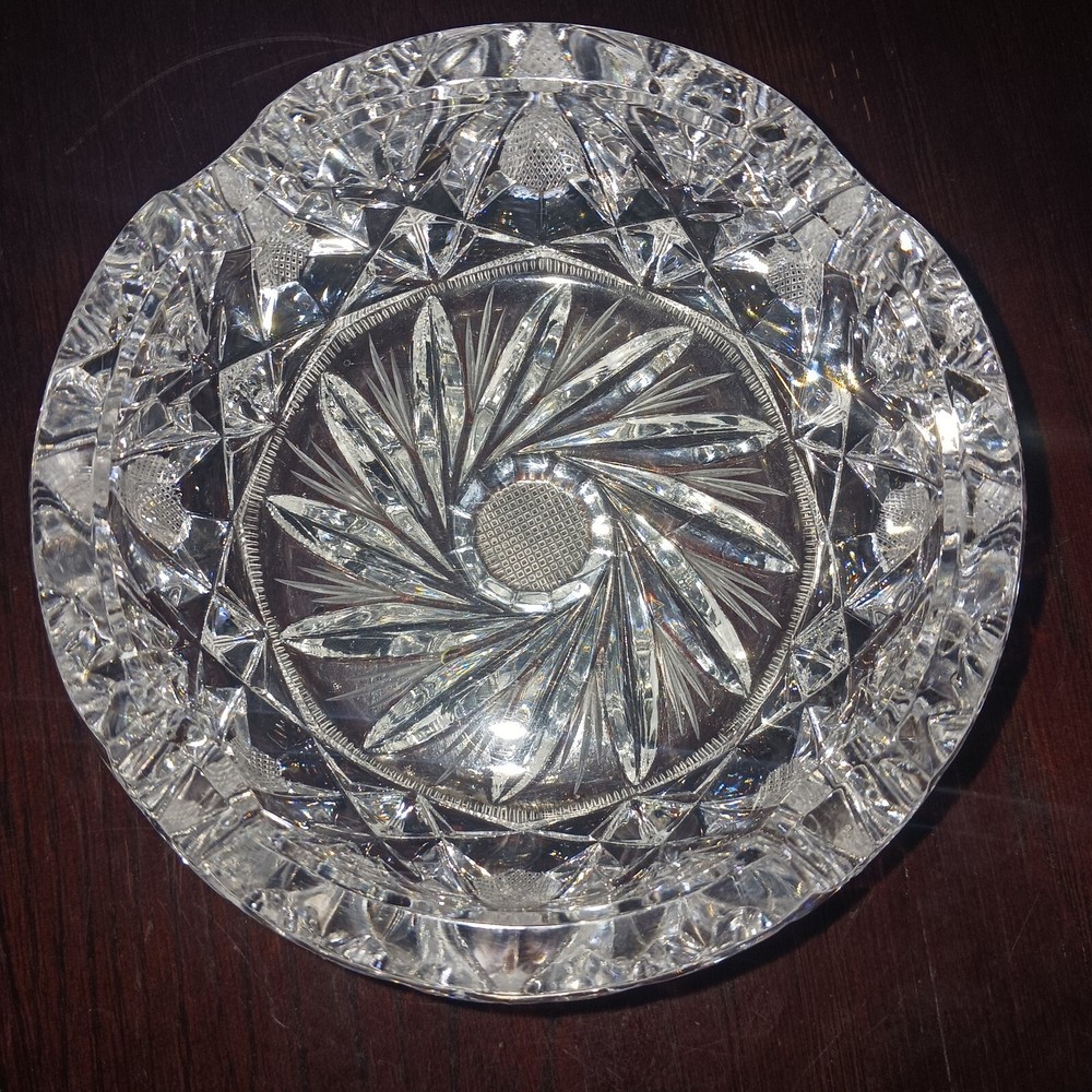 Austrian Crystal Glass Ashtray with Pinwheels